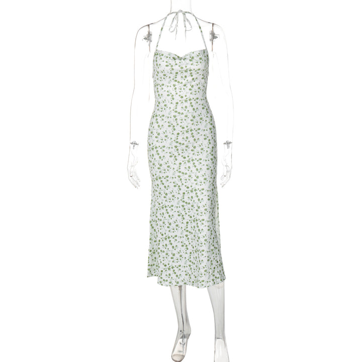 Dame Elegant sommerkjole med blomster mønster og halterneck top Stilla