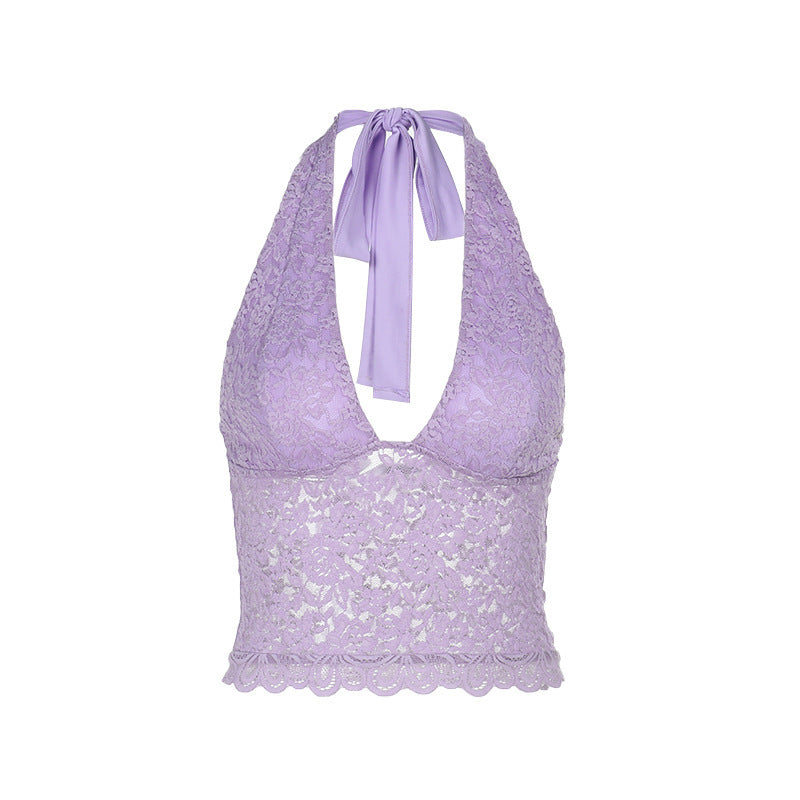 Dame Halterneck Spids-Camisole Top Stilla
