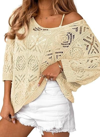 Dame strikpullover med åbent skulderdesign Stilla
