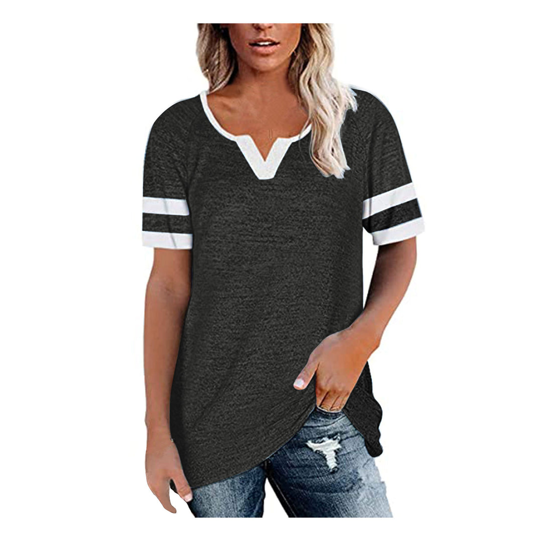 Dame Lækkert V-hals T-shirt med sporty stribemotiv Stilla