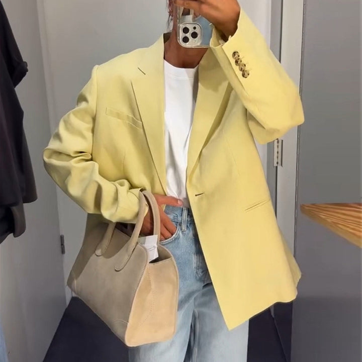Dame afslappet linned blazer med struktureret snit og elegante detaljer Stilla