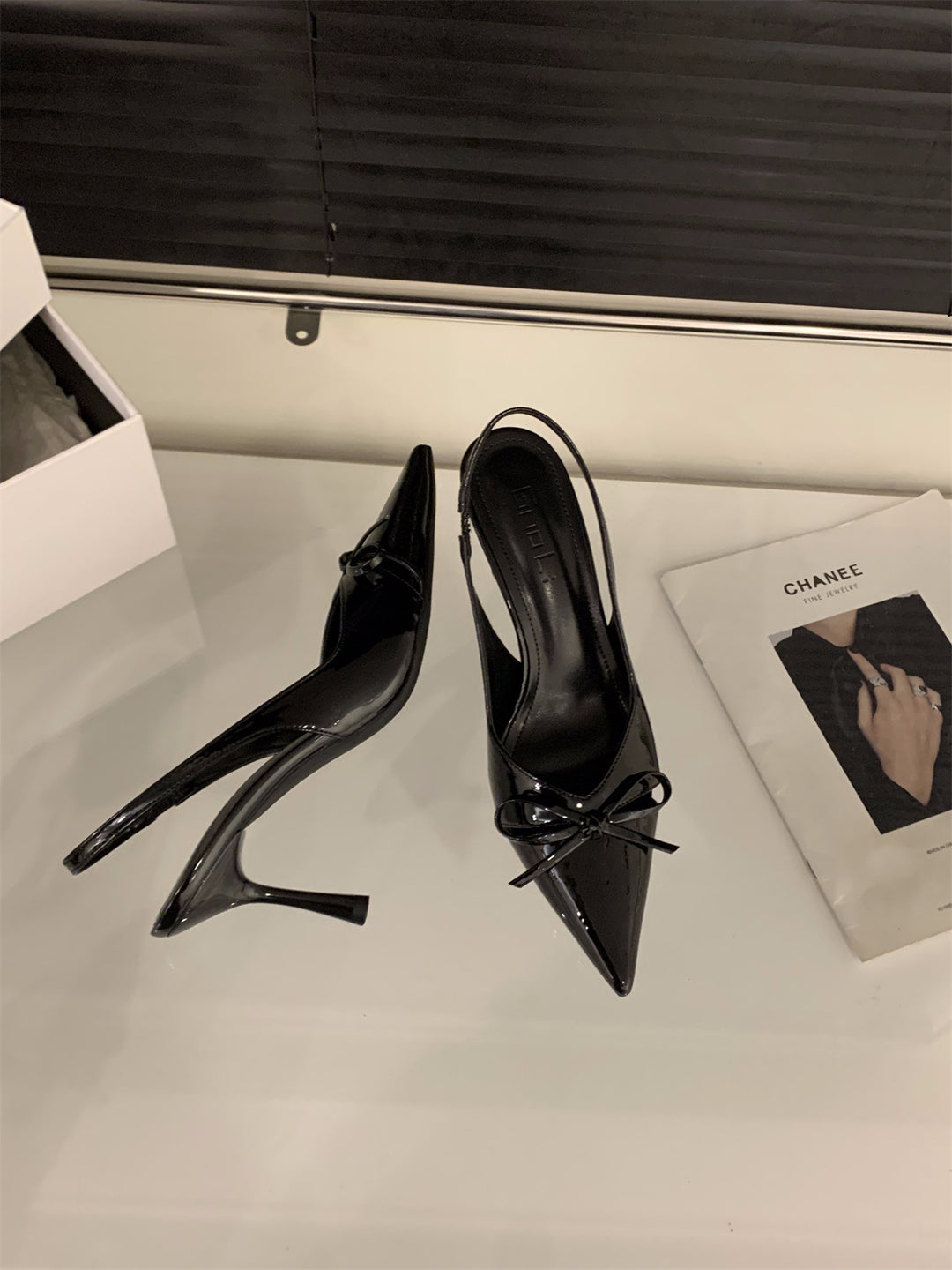 Dame elegante spidsede Slingback-hæle med sløjfedetalje Stilla 1750061780