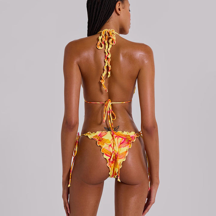Dame bikini-sæt med floralt design og halterneck-stropper Stilla