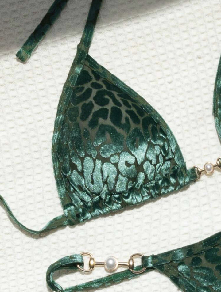 Dame Triangel-Bikini-Sæt med luksuriøs glans og elegant leoprint Stilla