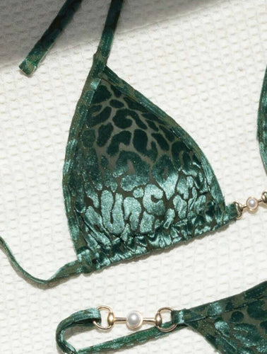 Dame Triangel-Bikini-Sæt med luksuriøs glans og elegant leoprint Stilla