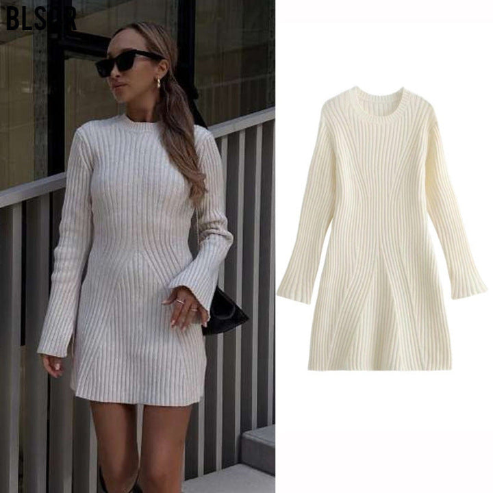 Stilla | Ribbet-Kjole Fashion Ribbet Strikket Kjole