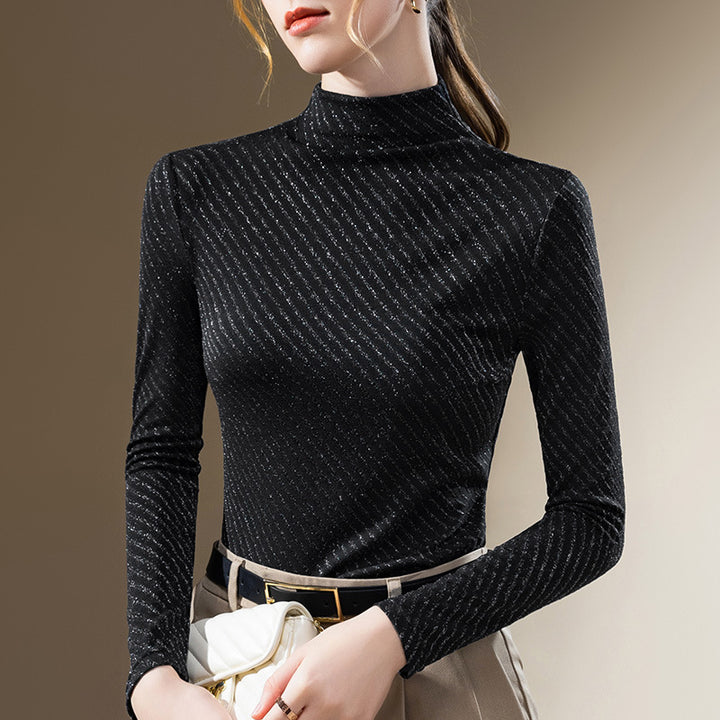 Dame Turtleneck-top i fin ribbet materiale med elegant struktur Stilla