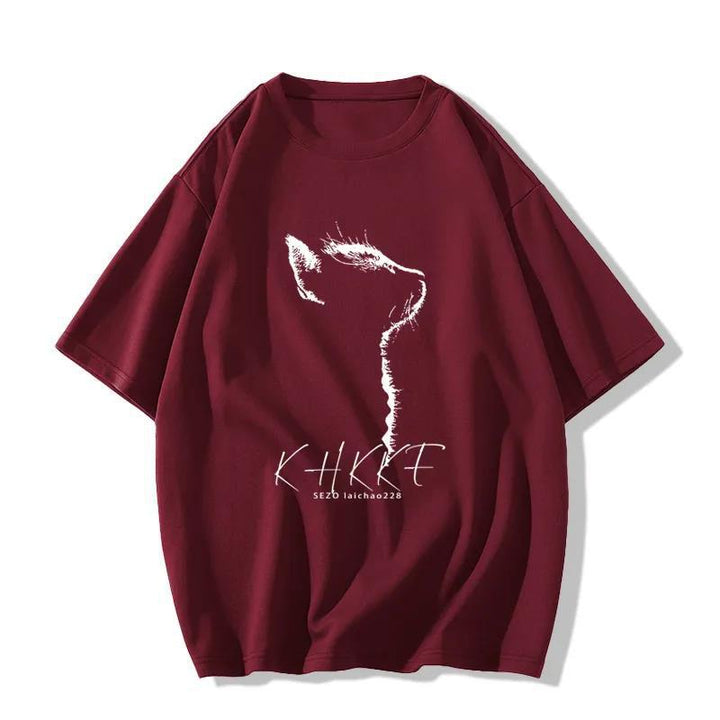 Dame T-shirt med kreativ kattemotiv og afslappet snit Stilla