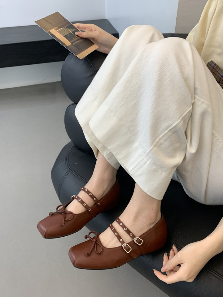 Damer elegante Mary Jane Ballerinaer med dekorative remme Stilla
