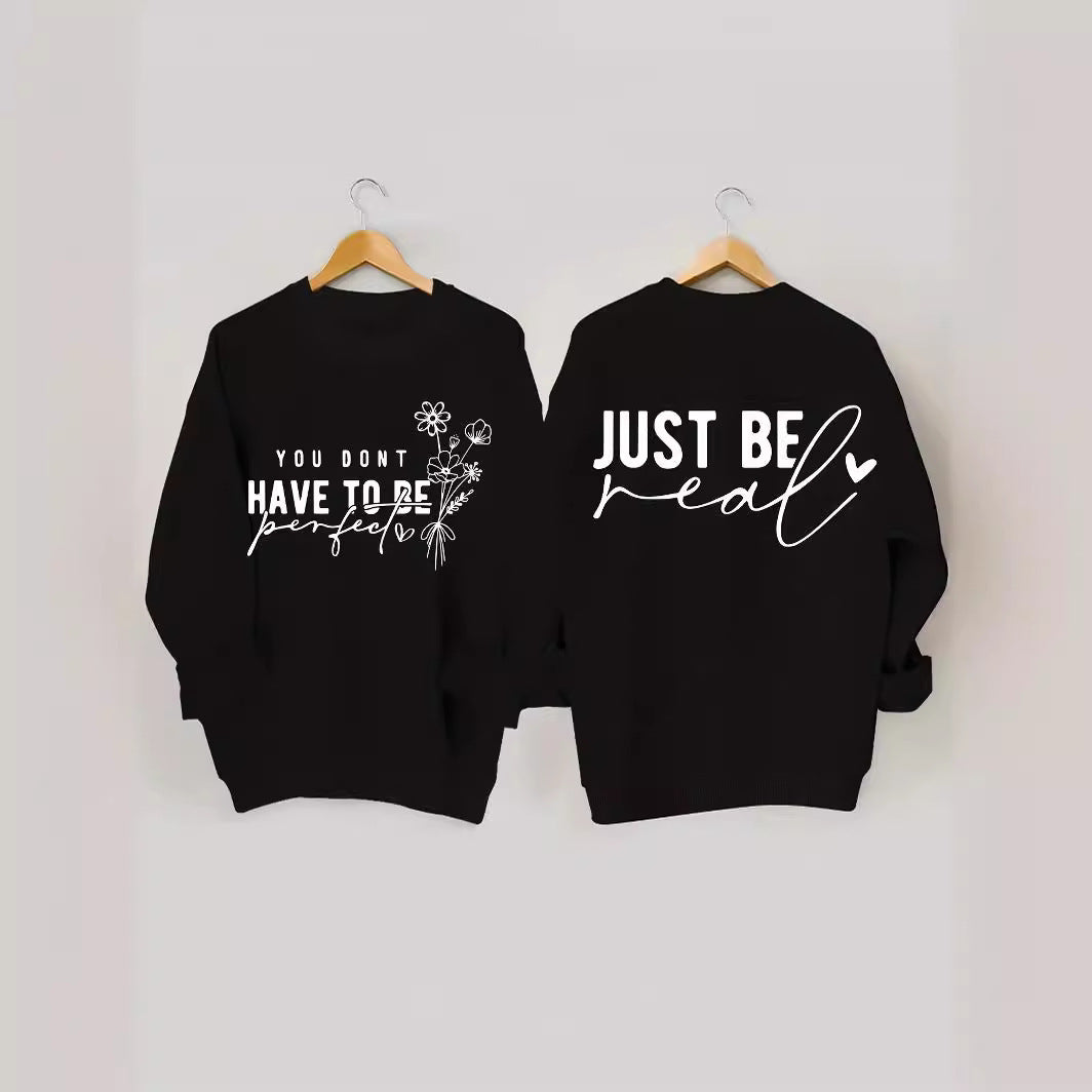 Kvinders afslappede sweater med inspirerende budskaber Stilla