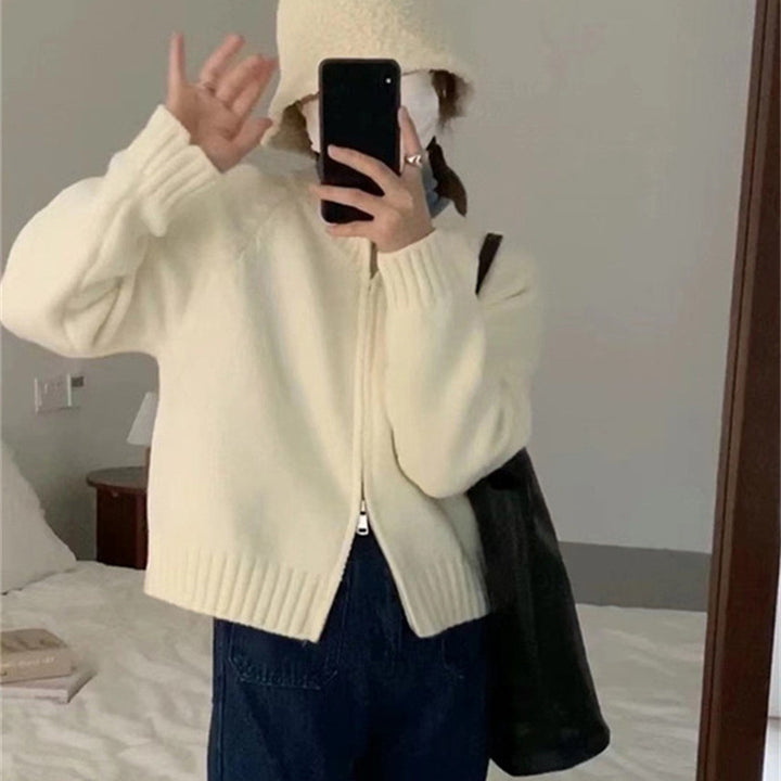 Femme Cozy Zip-Up Strikcardigan Stilla