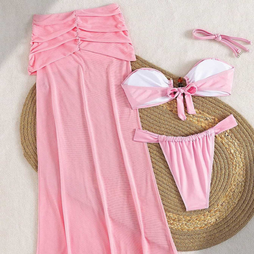 Damer Bandeau-bikini med flydende maxi-nederdel Skovae