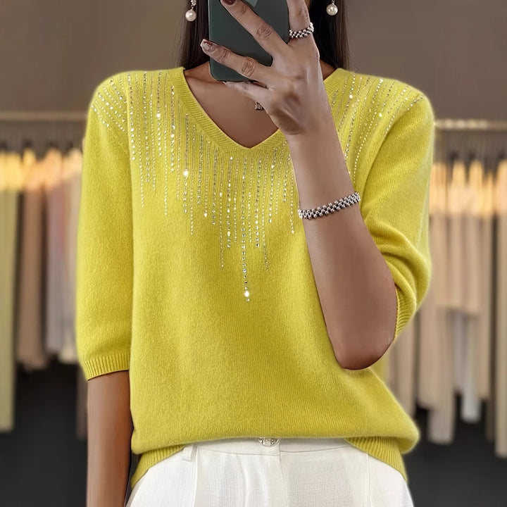 Damer Dekoreret V-Udskæring Sweater Stilla