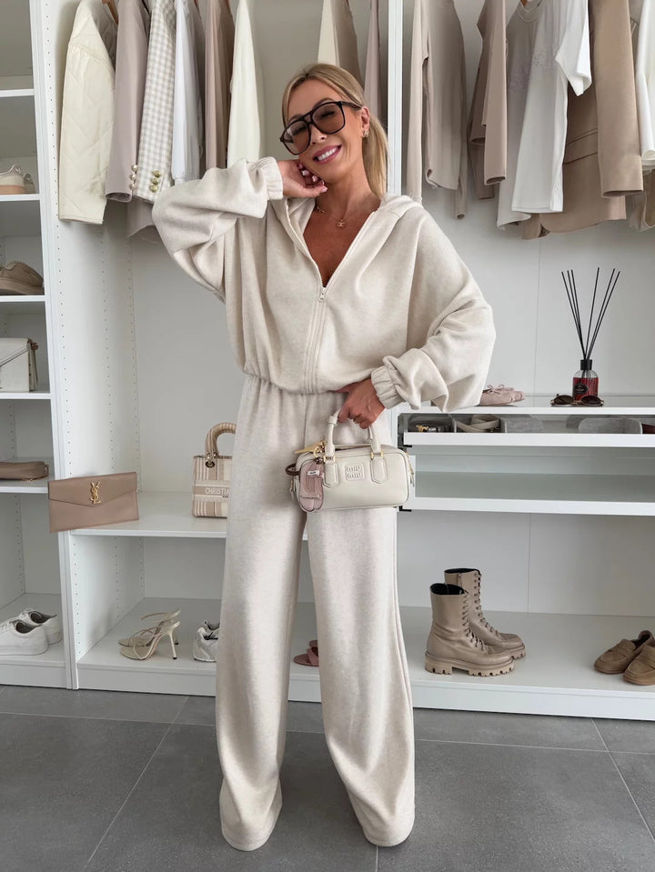 Kvinders fleece overall med lynlås og brede ben Skovae