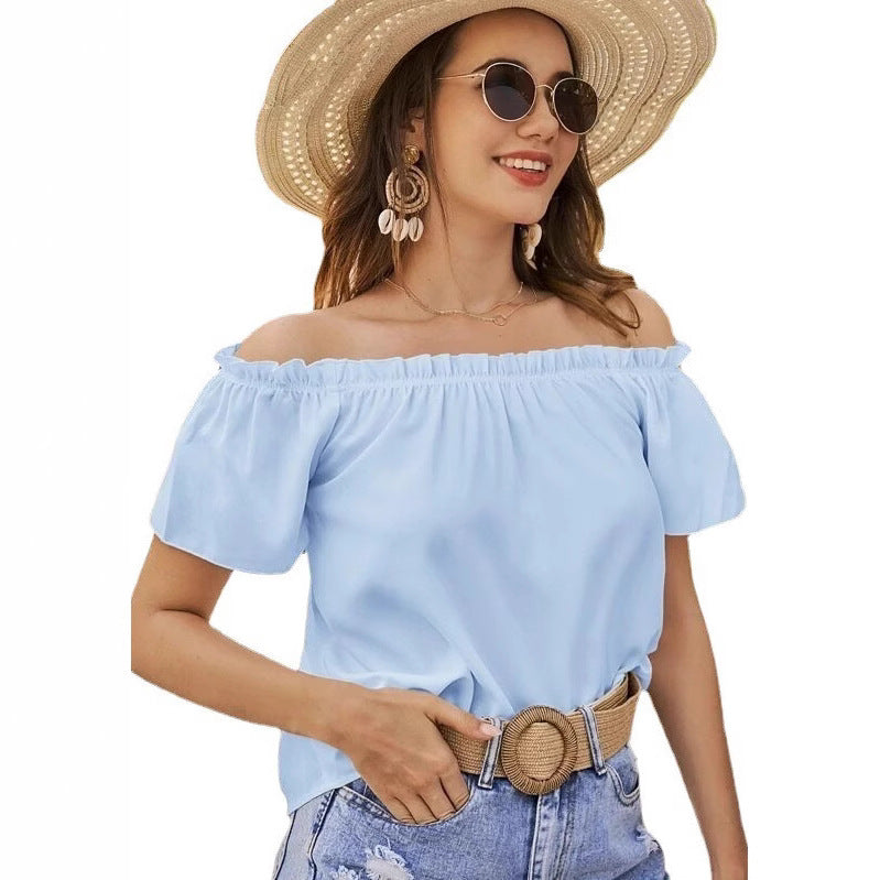 Dame Off-Shoulder Ruffleskjorte Stilla