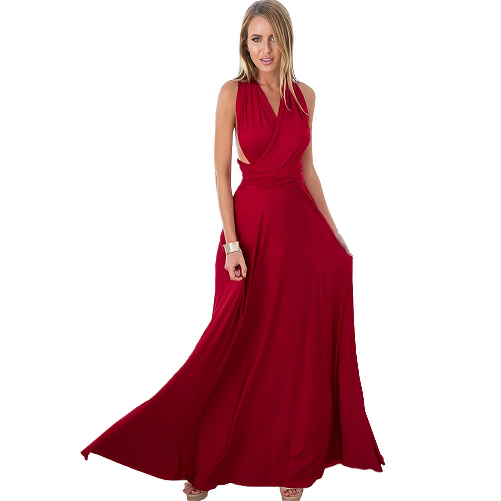 Dame maxikjole med elegant indpakningsdesign og figurformende pasform Stilla