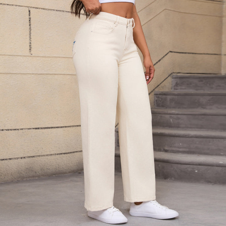 Dame Bred Jeans i Cargo Stil Stilla