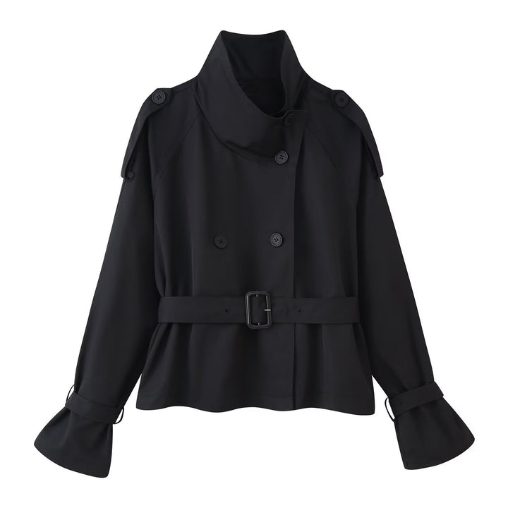 Kvinders fashionable trench coat jakke med bred krave og bælte detalje Stilla