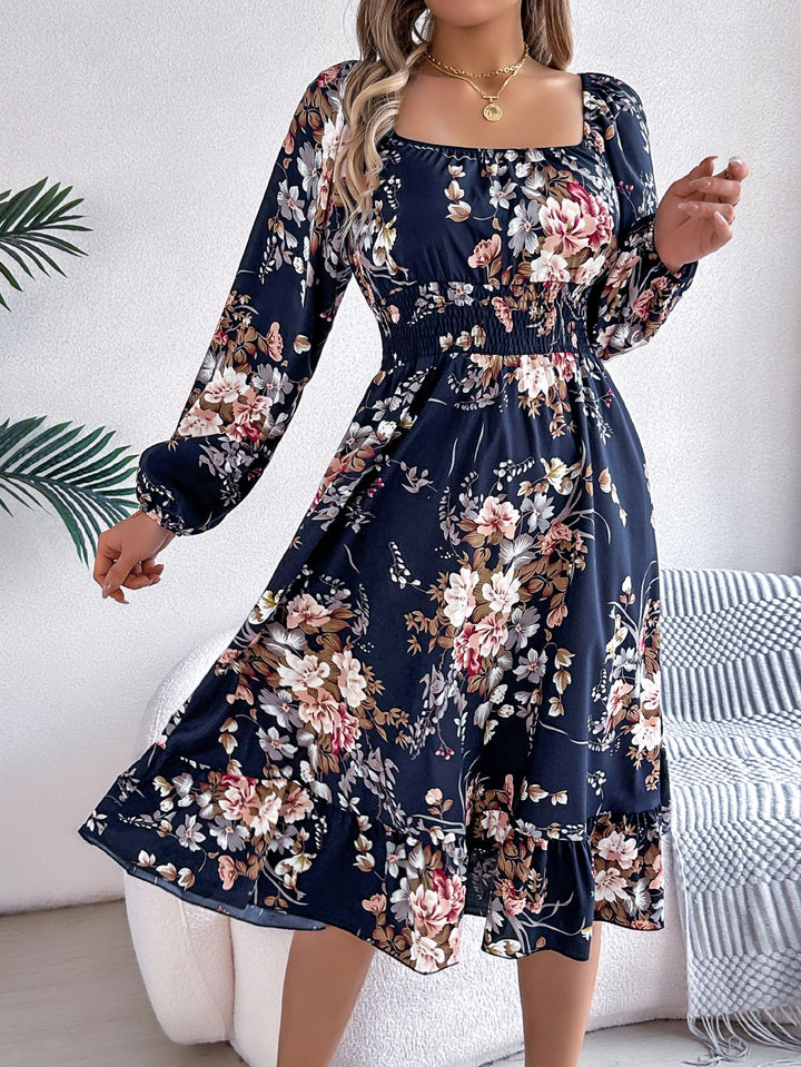 Dame blomstermønster midi kjole Stilla