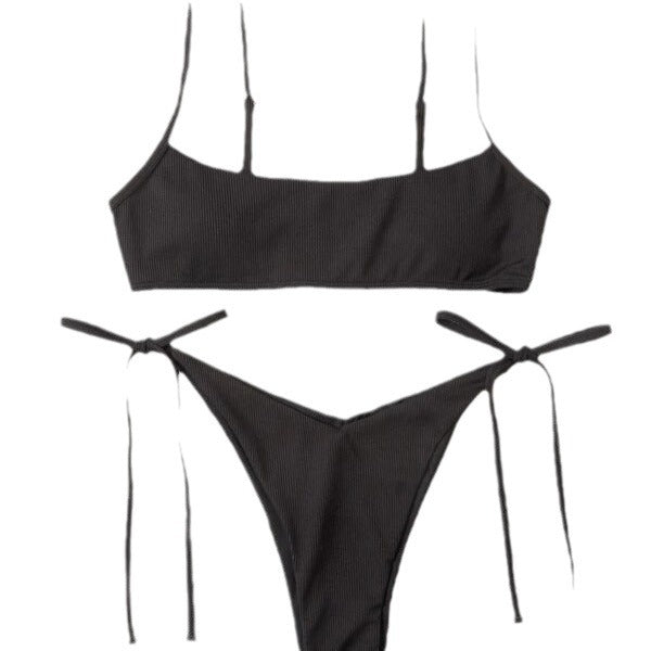 Dame Bikiniset med justerbare bånd og moderne ribdesign Skovae