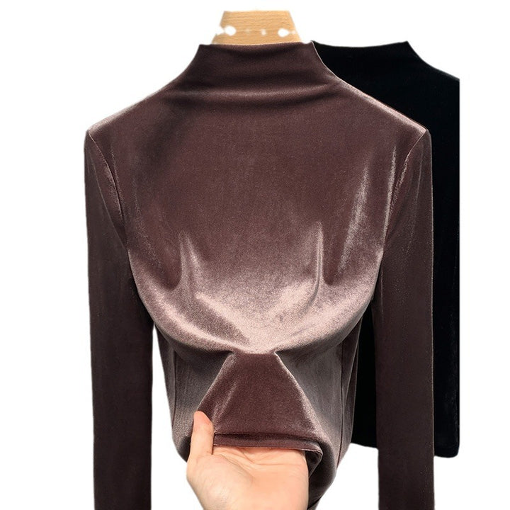 Damer elegant top med luksuriøs velour og draperede detaljer Stilla