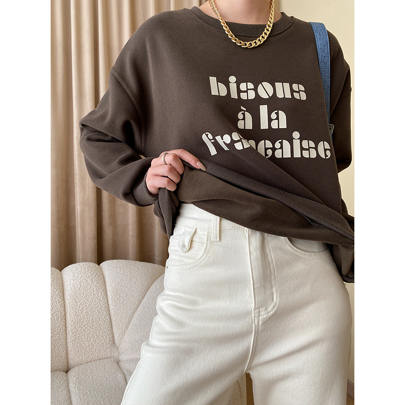 Dame casual sweatshirt med kreativt tekst Stilla
