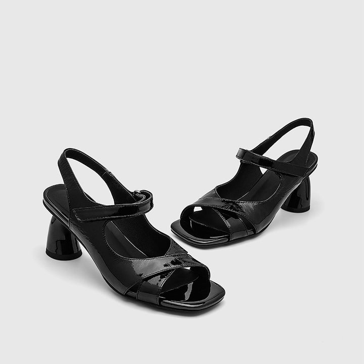 Femme Metalliske Slingback Hæle Sandaler med Blokhæl Design Stilla