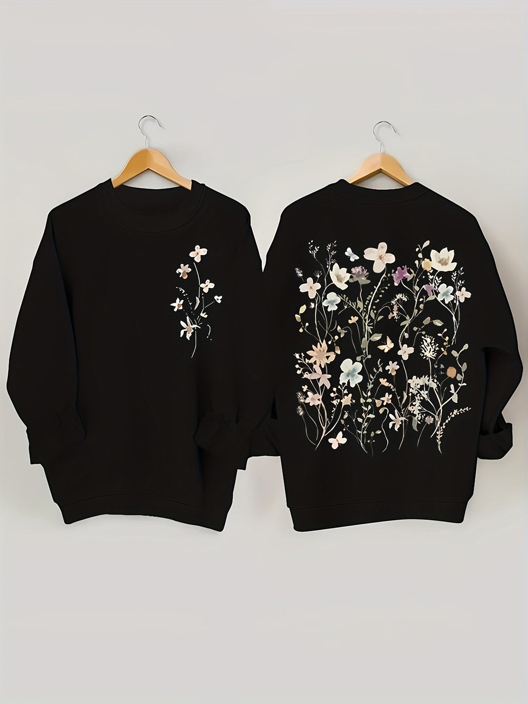 Kvinders sweatshirt med blomstermønster og blød inderside Stilla