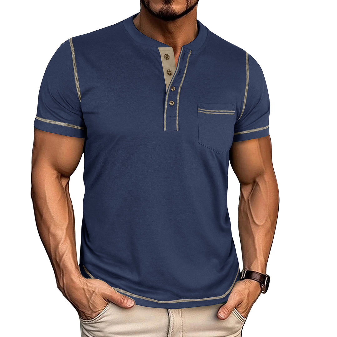 Herrer Korte ærmer Henley-shirt med moderne design og praktisk brystlomme Stilla