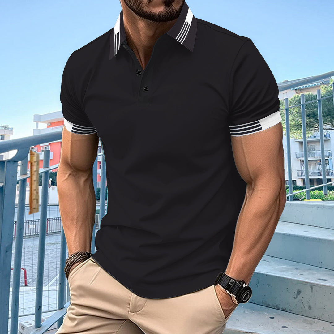 Stilfuldt kortærmet polo til mænd med kontrastkant Stilla