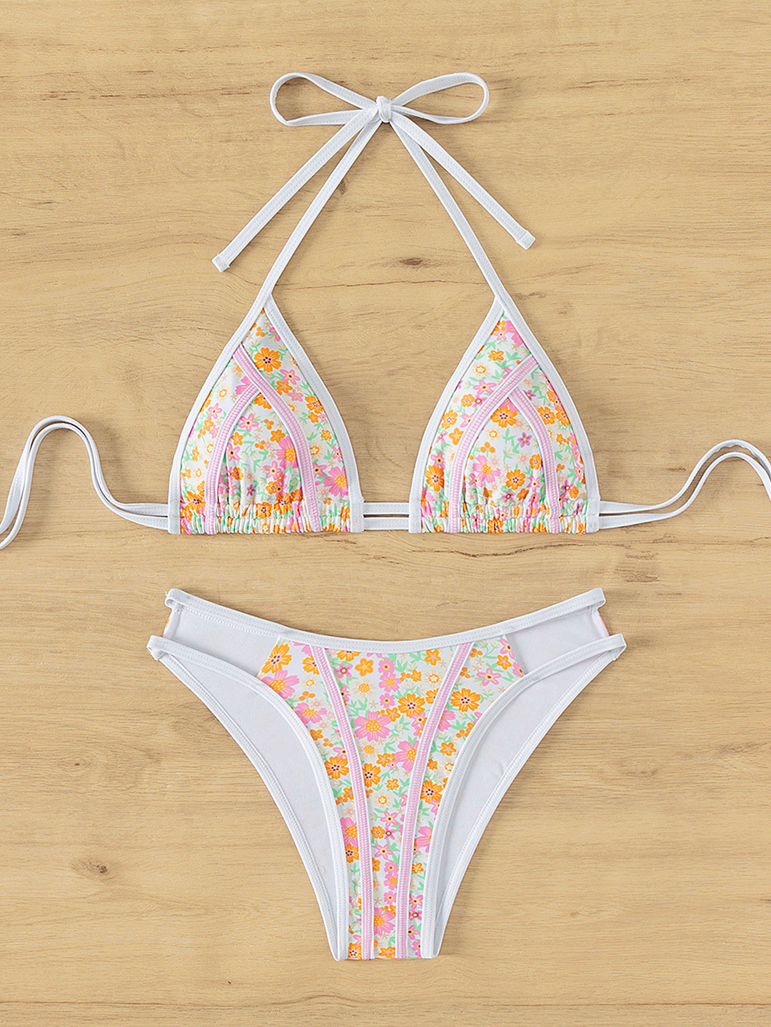 Dame triangel-bikini med legende palmeprint Skovae