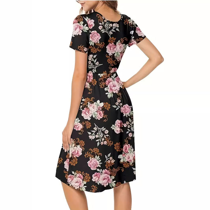 Dame blomster mønster midi kjole Stilla