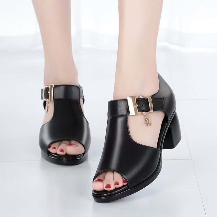 Dame Peep-Toe Sandaler med blokhæle Stilla