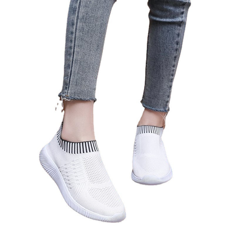 Dame åndbare Slip-On sneakers med elastisk strik-overdel Stilla