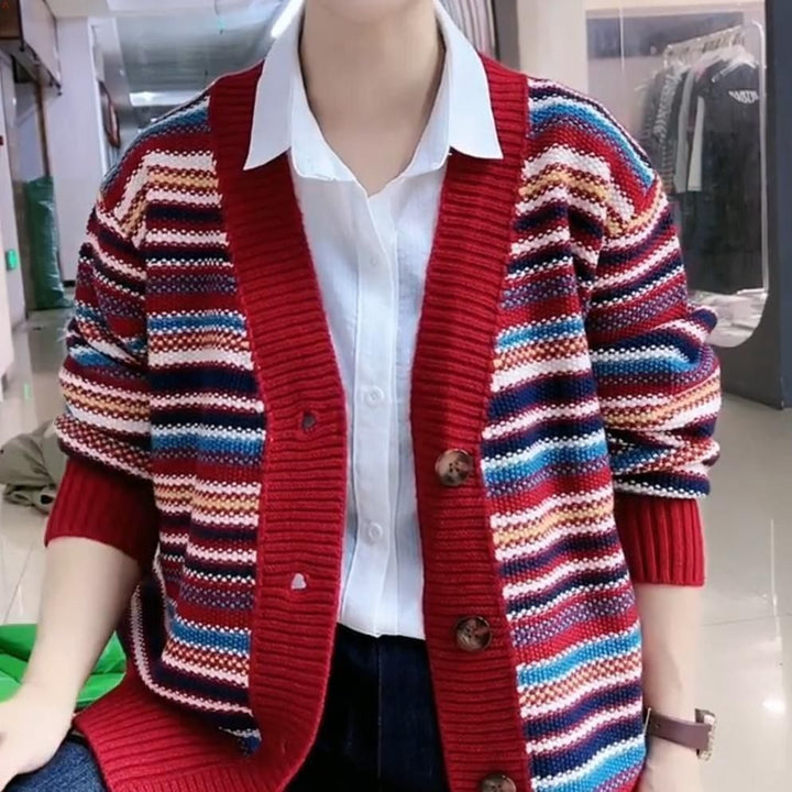 Kvinders cardigan med alsidig stribedesign Stilla