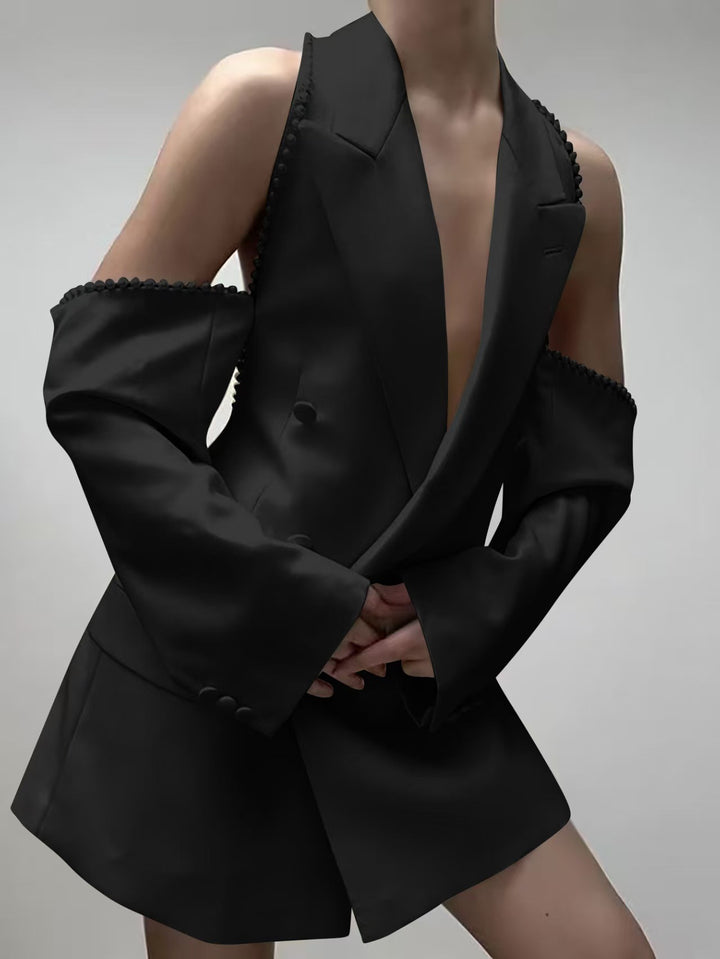 Dame elegant oversized blazer med aftagelige ærmer og strukturerede detaljer Stilla