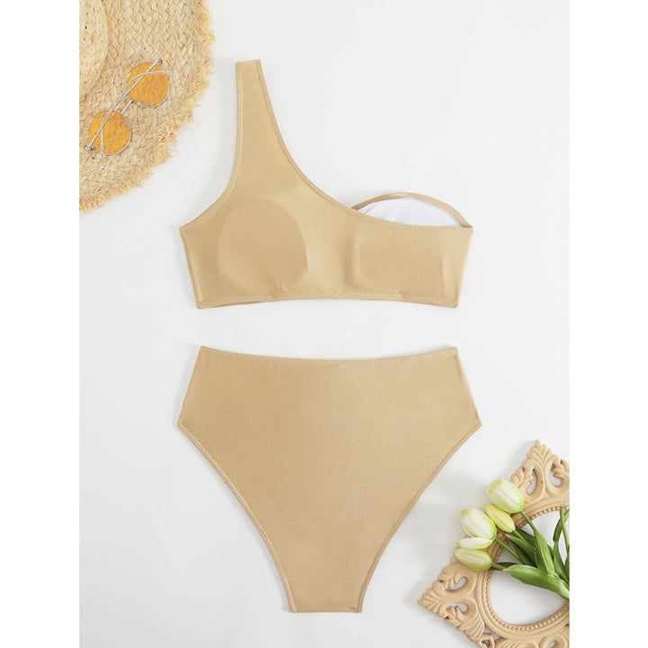 Femme En-Skulder Høj Talje Bikini Sæt med Ringdetalje Stilla