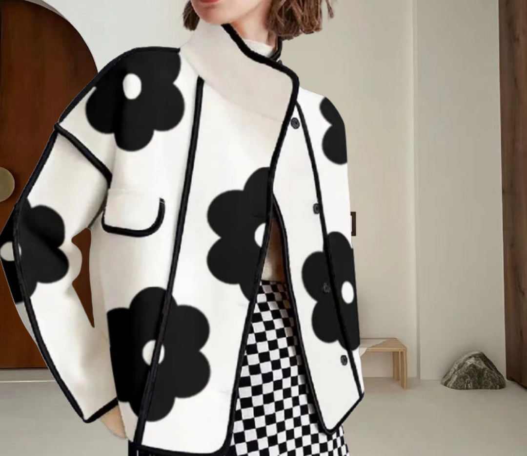 Dameblazer med blomsterdesign og sidelommer Stilla