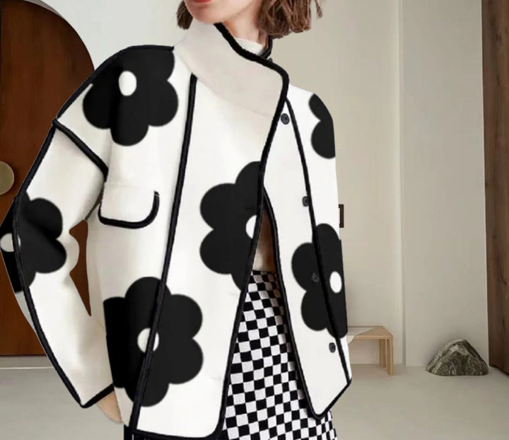 Dameblazer med blomsterdesign og sidelommer Stilla