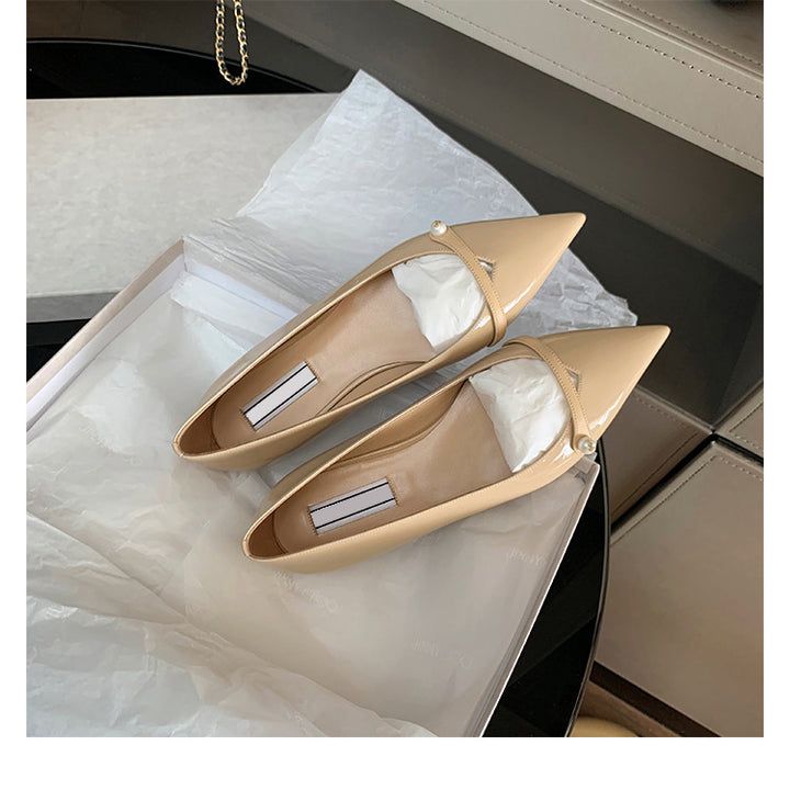 Damer Elegante Spids Tæer Flats med Perle Accent Stilla