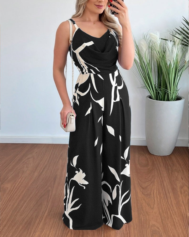 Damer Elegant Jumpsuit med legende snit og blomsterdesign Stilla