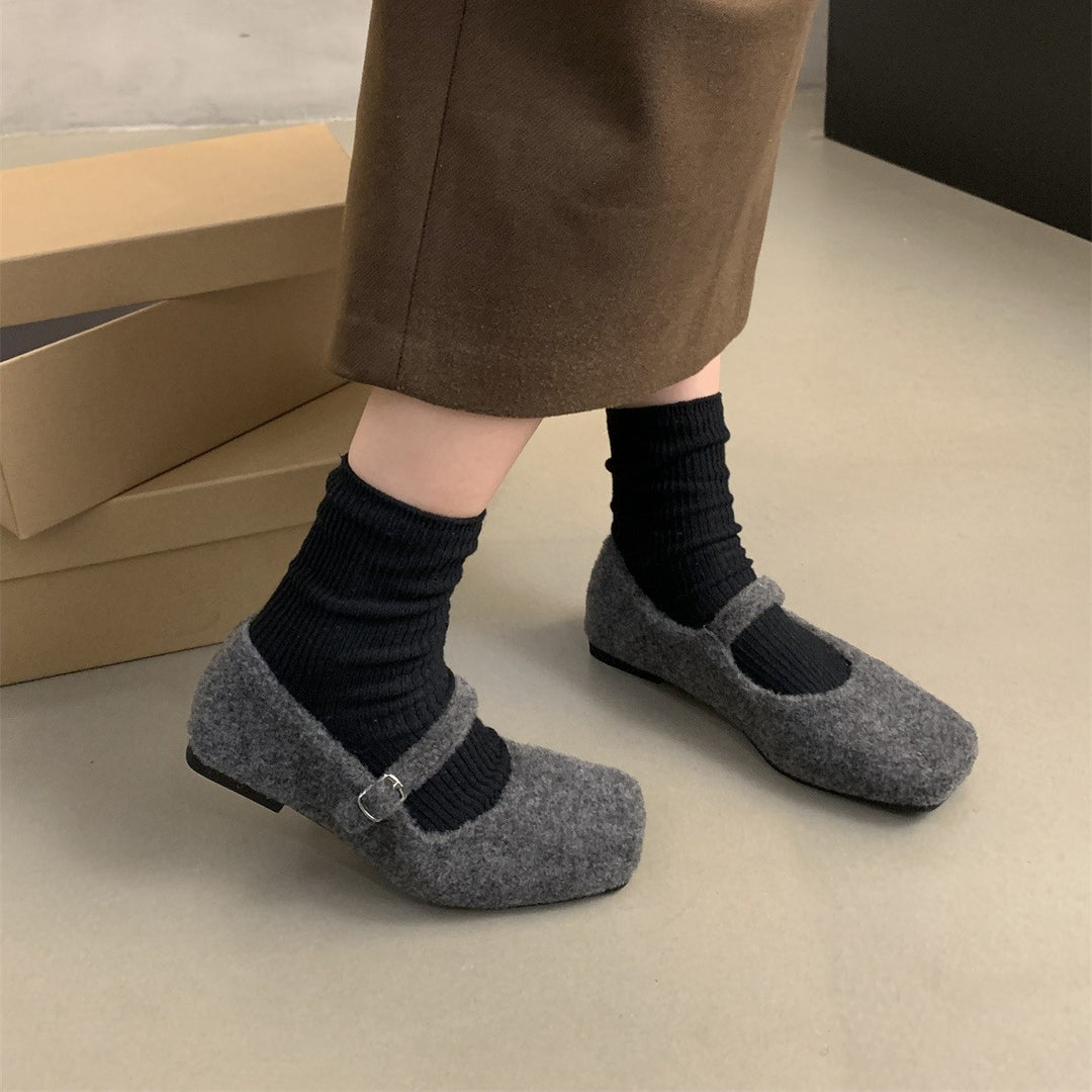 Femme Casual Mary Jane Flats med blødt filtstof Stilla