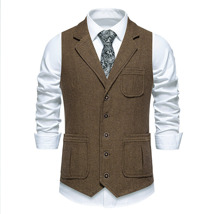 Herrer Elegant Fiskeben Struktureret Vest Stilla