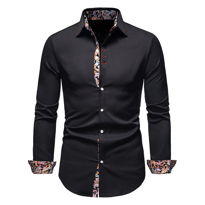 Herrer Elegant Slim-Fit Skjorte med Farverig Indvendig Kontrast Stilla
