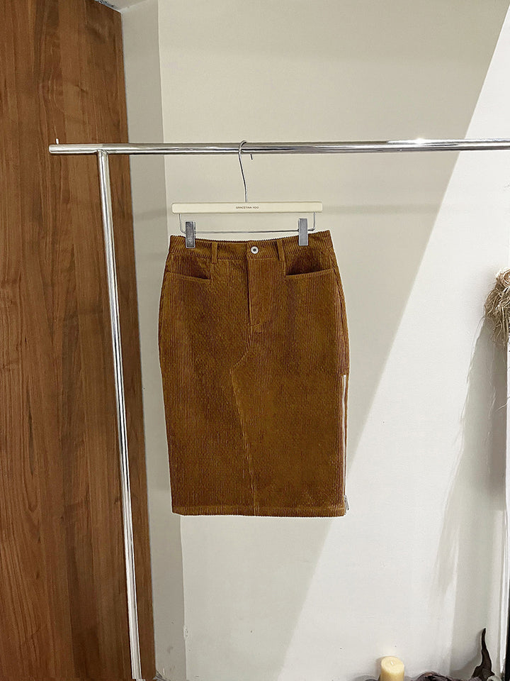 Dame Cord Skirt med høj talje og tidløst snit Stilla