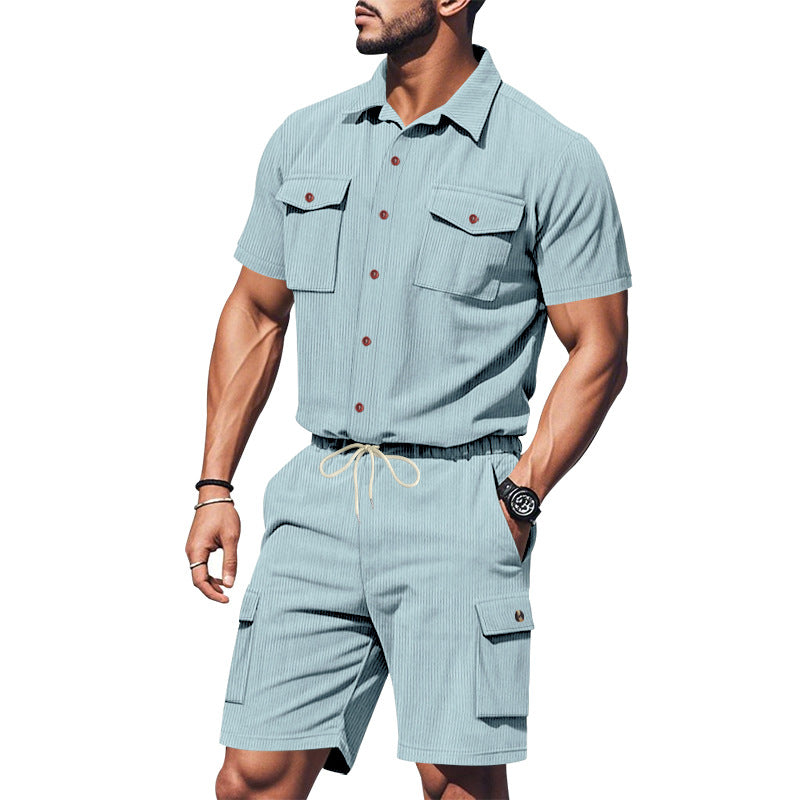 Herrer shorts-jakkesæt med struktureret design og praktische lommer Stilla
