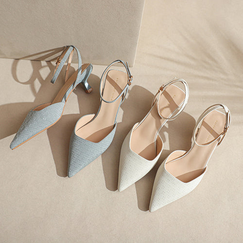 Dame Spids-Tå Hæl Slingbacks med justerbar Ankelsnor Stilla