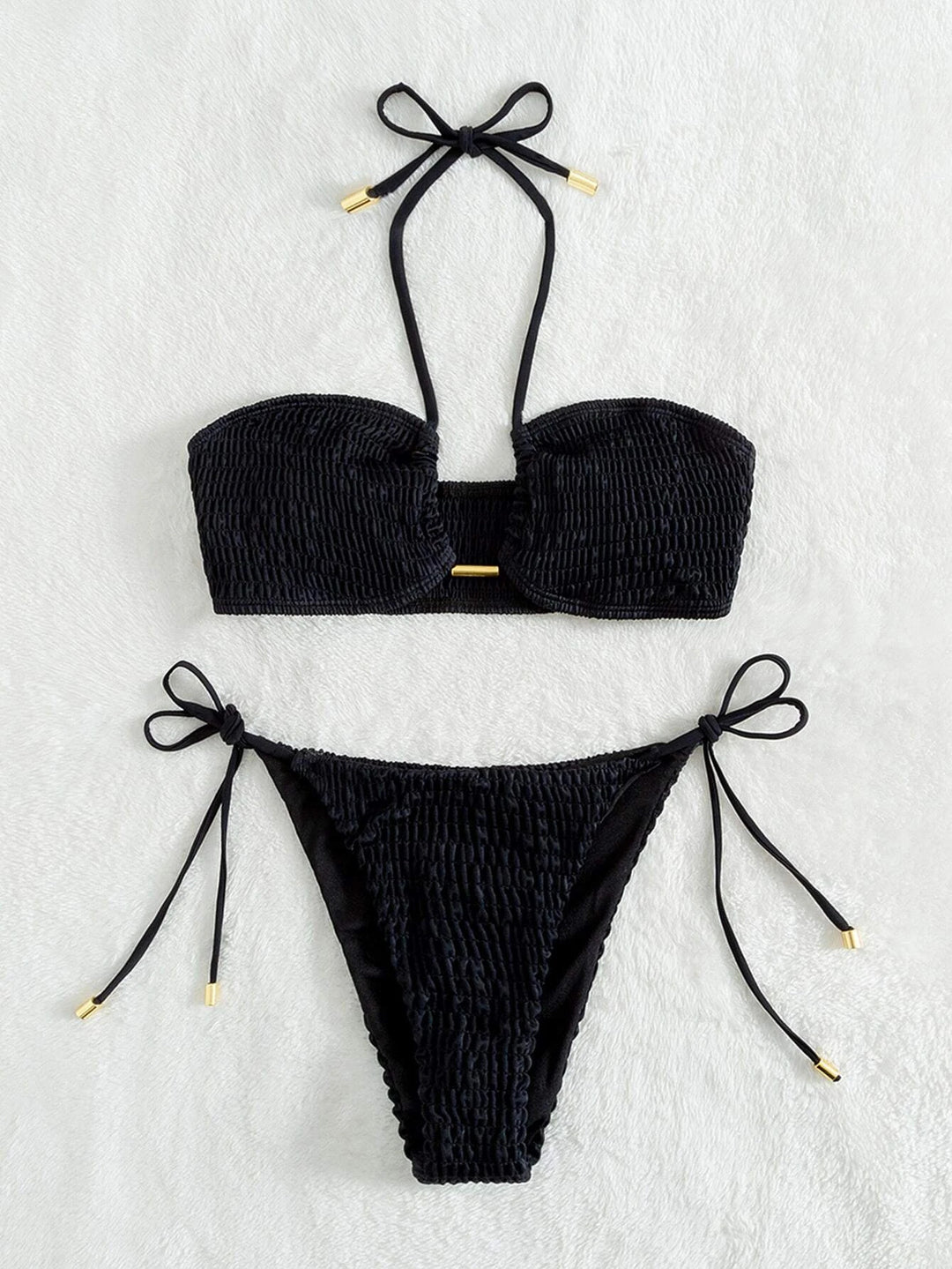 Dame Bandeau-Bikini med justerbare stropper og rynker Stilla