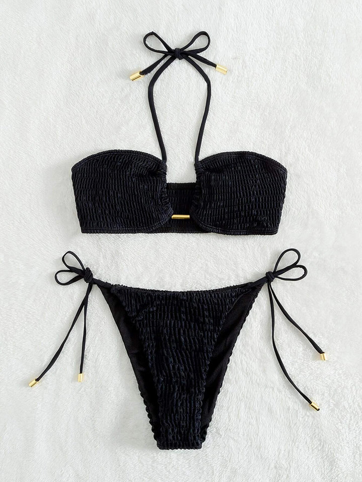 Dame Bandeau-Bikini med justerbare stropper og rynker Stilla