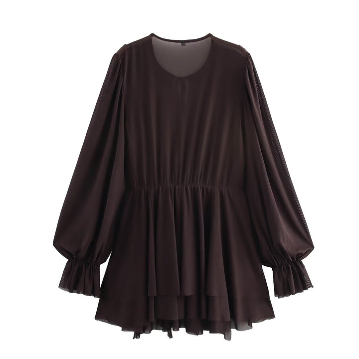 Dame Rynket bluse med brede ærmer og elegant snøring Stilla